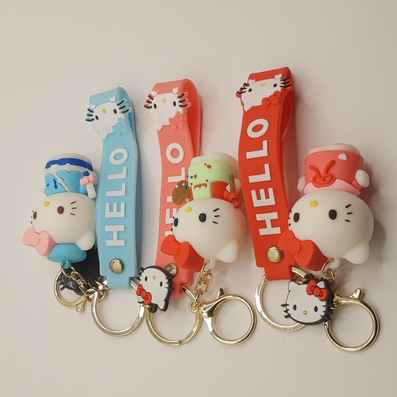 Kawaii Hello Kitty 3D Keychain Bag Charm PendantKeyring Lanyard Car Jewelry - Picture 3 of 9